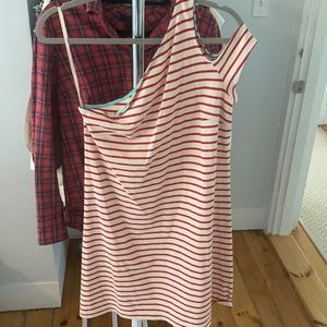 One shoulder striped dress